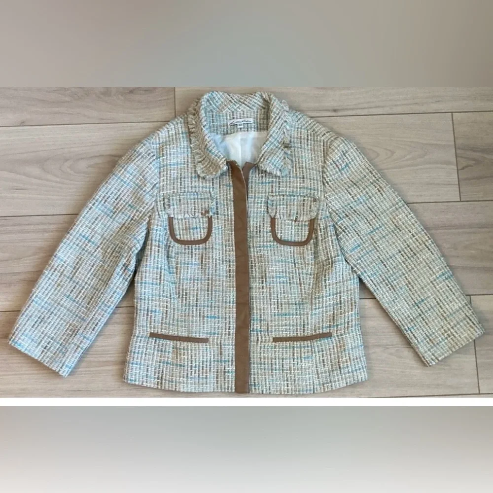 Vintage Lillie Rubin Tweed & Leather Blazer 8